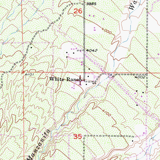 Topographic Map of White Ranch, CA