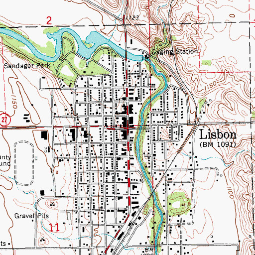 Topographic Map of Lisbon City Hall, ND