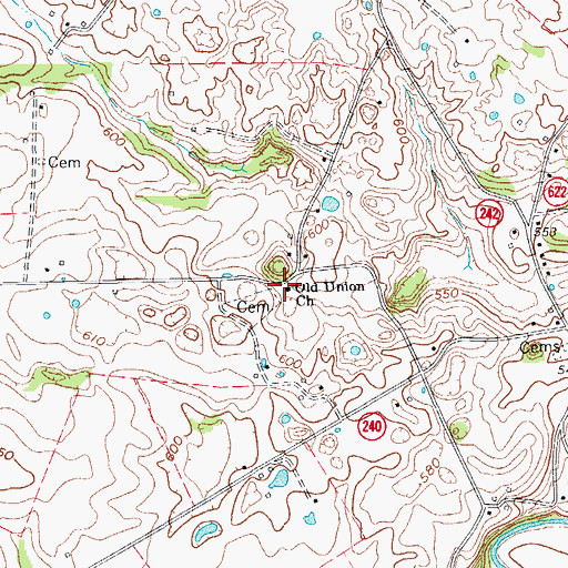 Topographic Map of Old Union Church Historical Marker, KY
