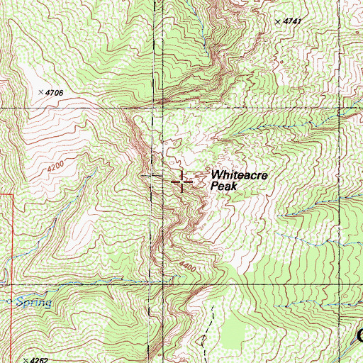 Topographic Map of Whiteacre Peak, CA