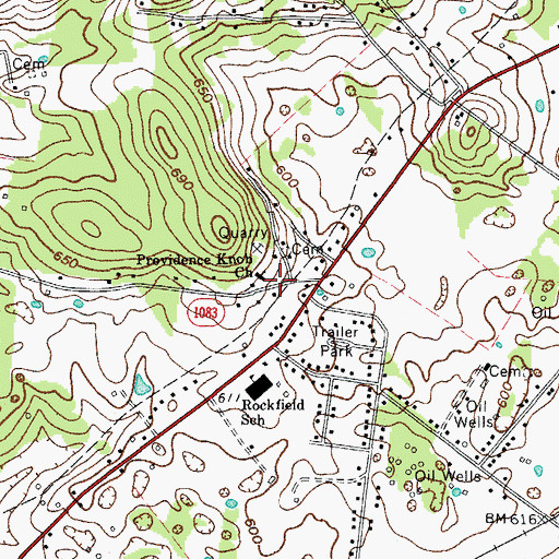 Topographic Map of Providence Knob Baptist Church Historical Marker, KY