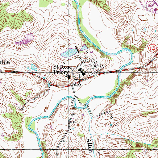 Topographic Map of Saint Rose Priory Historical Marker, KY