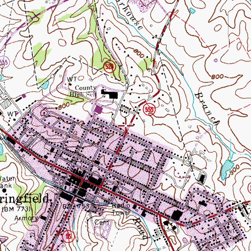 Topographic Map of Elenores Historical Marker, KY