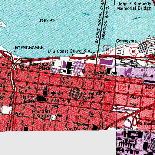 Topographic Map of Bank of Louisville Historical Marker, KY