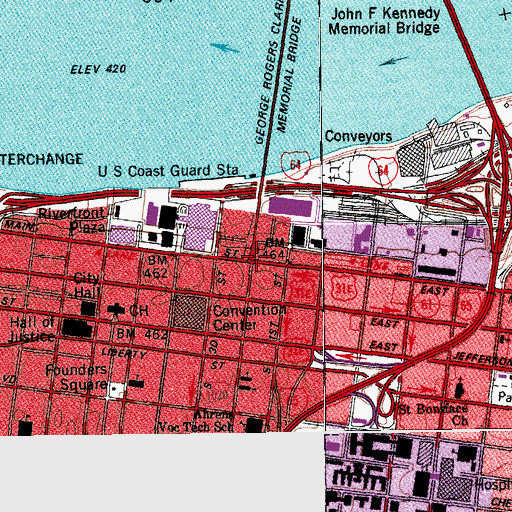 Topographic Map of The Galt House Historical Marker, KY