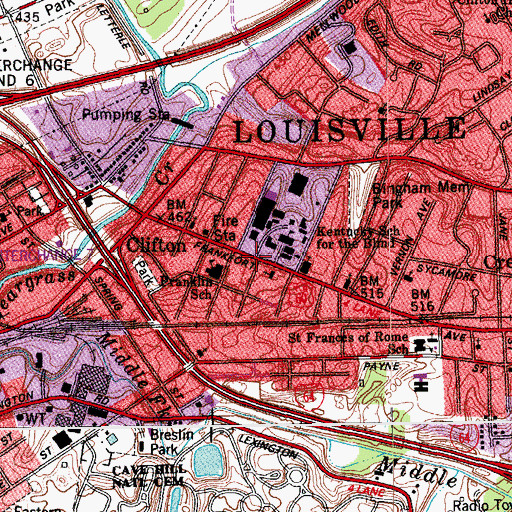 Topographic Map of Kentucky School for the Blind Historical Marker, KY