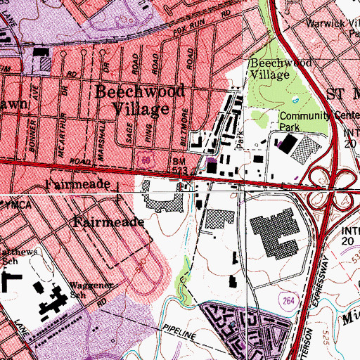 Topographic Map of Beargrass Baptist Church Historical Marker, KY
