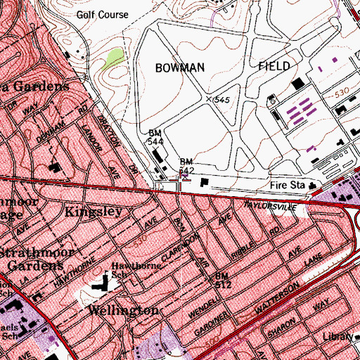 Topographic Map of Bowman Field Historical Marker, KY