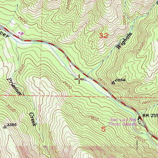 Topographic Map of Wigham Creek, CA