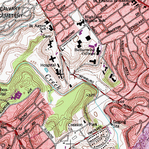 Topographic Map of Preston Park Seminary Historical Marker, KY
