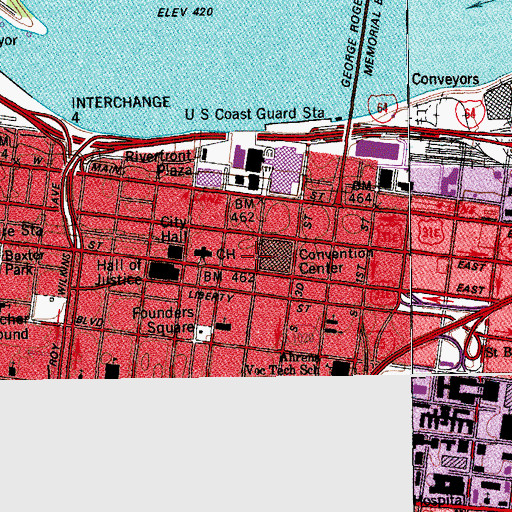 Topographic Map of Louisville Convention Historical Marker, KY