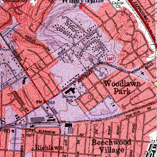 Topographic Map of Woodlawn Race Course Historical Marker, KY