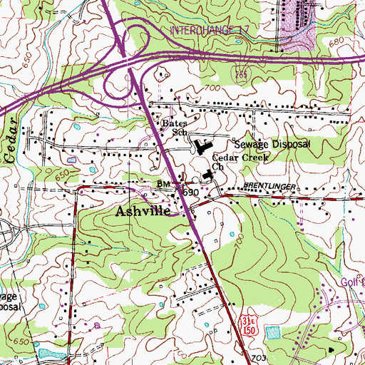 Topographic Map of Cedar Creek Baptist Church Historical Marker, KY