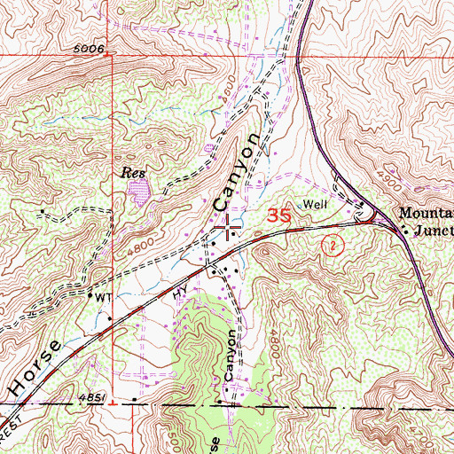 Topographic Map of Wildhorse Canyon, CA