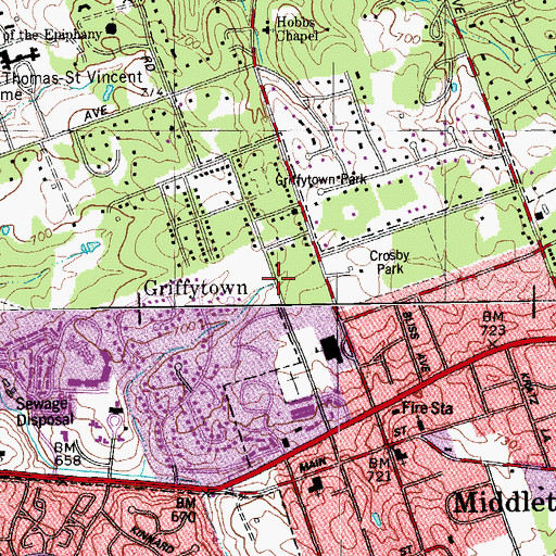 Topographic Map of Griffytown Historical Marker, KY