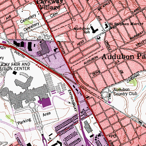 Topographic Map of City of Audubon Park Historical Marker, KY