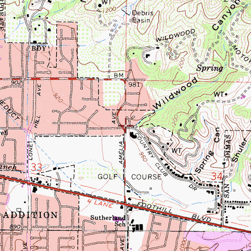 Topographic Map of Wildwood Canyon, CA