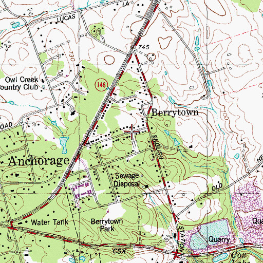 Topographic Map of Berrytown Cemetery Historical Marker, KY