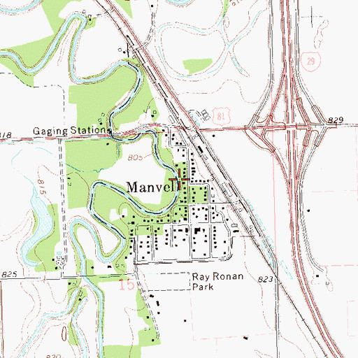 Topographic Map of Manvel City Hall, ND