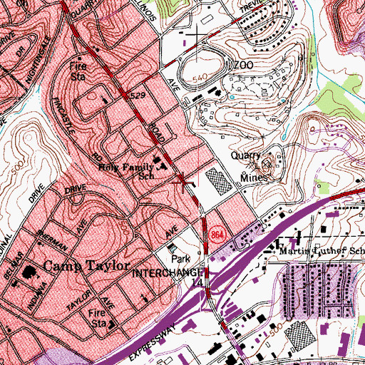 Topographic Map of Camp Zachary Taylor Historical Marker, KY
