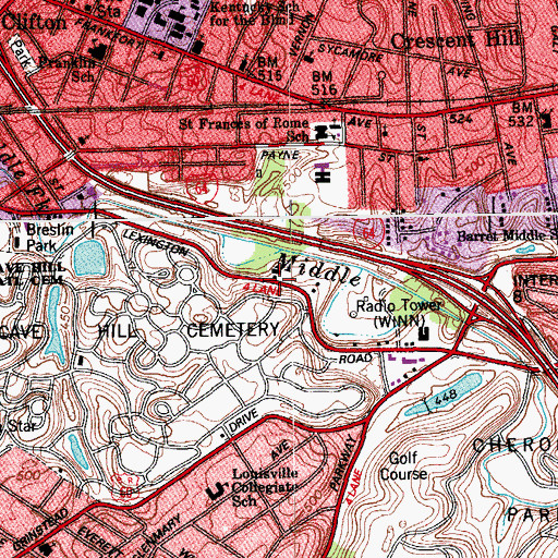 Topographic Map of Murray Atkins Walls Historical Marker, KY