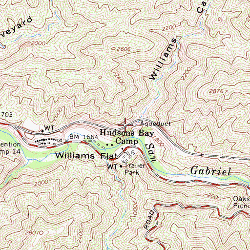 Topographic Map of Williams Canyon, CA