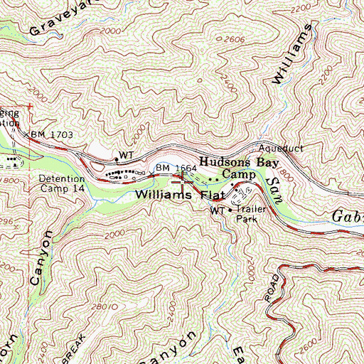 Topographic Map of Williams Flat, CA