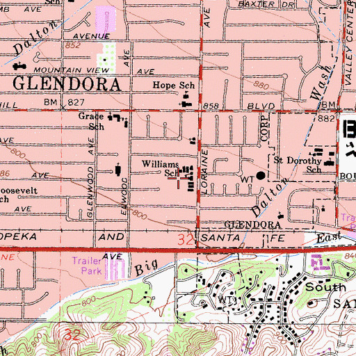 Topographic Map of Williams Elementary School, CA