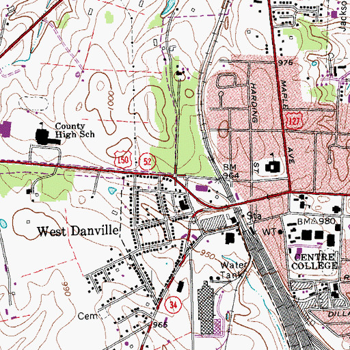 Topographic Map of James G Birney Historical Marker, KY