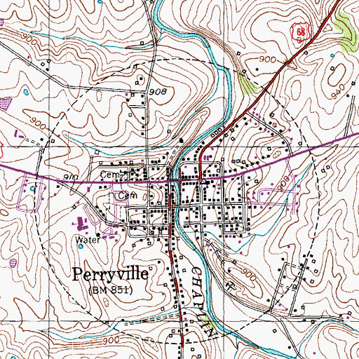 Topographic Map of Perryville Historical Marker, KY