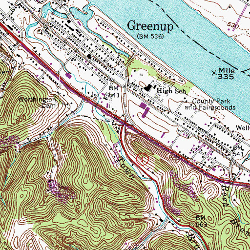 Topographic Map of Eastern Kentucky Railway to Argillite Historical Marker, KY