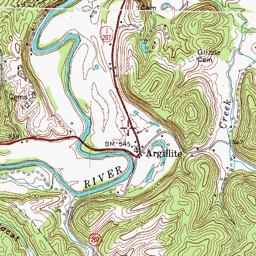 Topographic Map of Eastern Kentucky Railway Historical Marker, KY