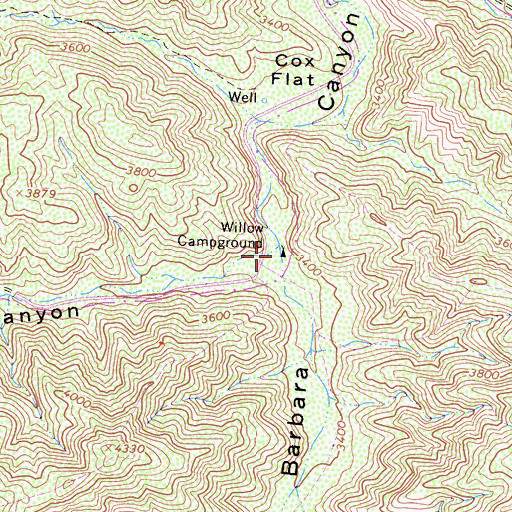 Topographic Map of Willow Campground, CA