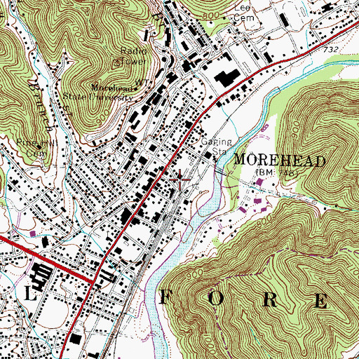 Topographic Map of Moonlight Schools Historical Marker, KY