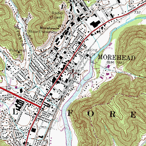 Topographic Map of Rowan County War Historical Marker, KY