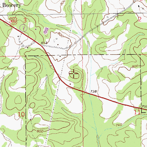 Topographic Map of Allen Cemetery, AL