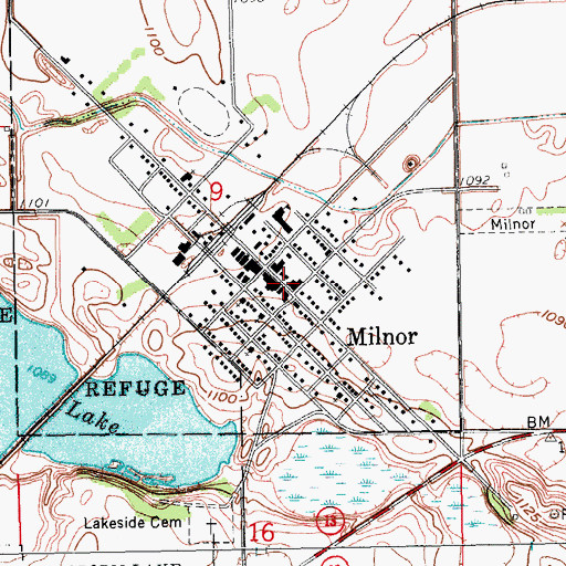 Topographic Map of Milnor City Hall, ND