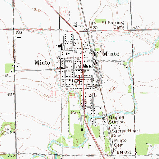 Topographic Map of Minto Municipal Services Building, ND