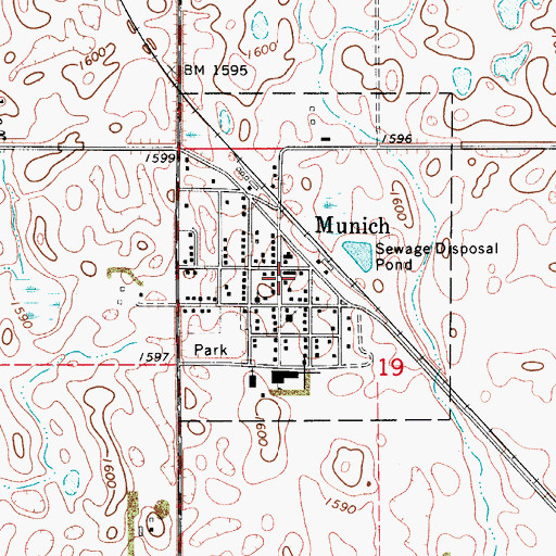 Topographic Map of Munich City Hall, ND