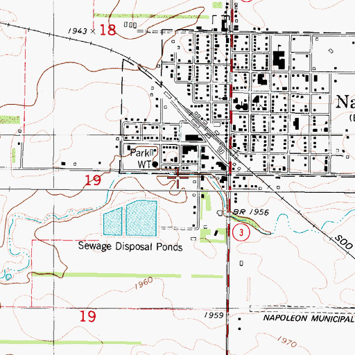Topographic Map of Napoleon City Hall, ND