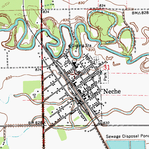 Topographic Map of Neche City Hall, ND