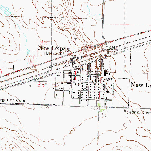 Topographic Map of New Leipzig City Hall, ND