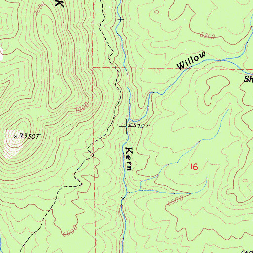 Topographic Map of Willow Creek, CA