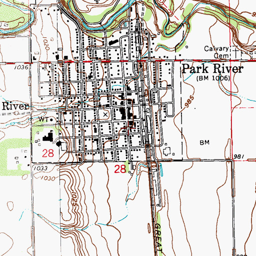 Topographic Map of Park River City Hall, ND