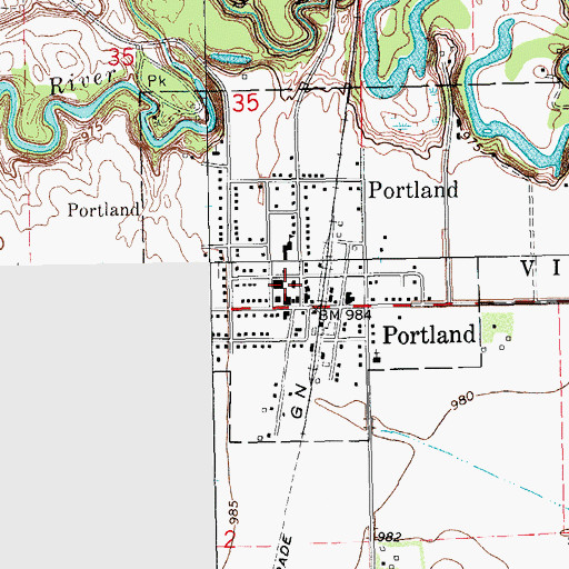 Topographic Map of Portland City Hall, ND