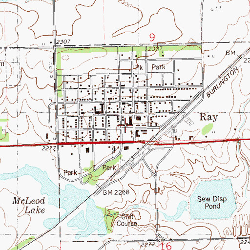 Topographic Map of Ray City Hall, ND