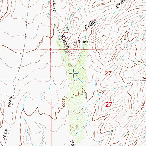 Topographic Map of Cellar Creek, AZ