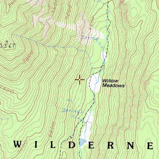 Topographic Map of Willow Meadows Campground, CA