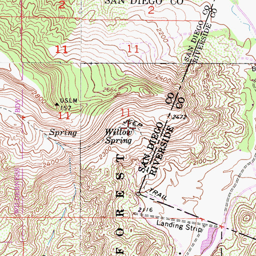 Topographic Map of Willow Spring, CA