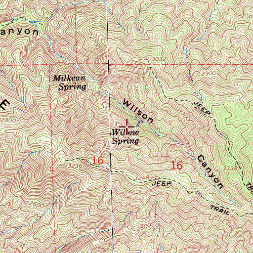 Topographic Map of Willow Spring, CA